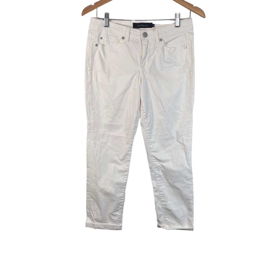 Calvin Klein White Rolled Cropped Rolled Skinny Ankle Denim Jeans Size 4
